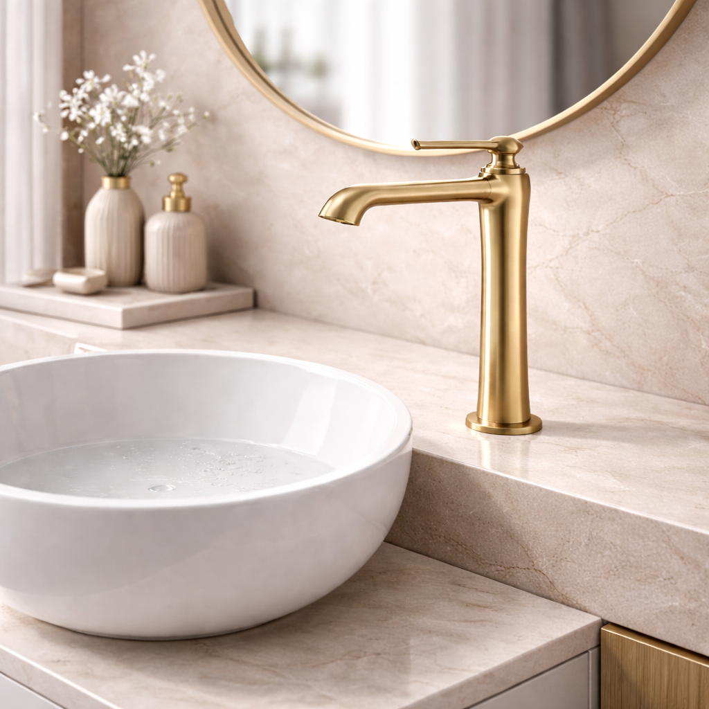 Long Body tap by Aquilo in Brushed gold Brass – product photo