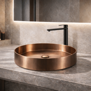 Luxury  bathroom with Wash basin designs by Aquilo in Brushed Rose Gold  Ceramic