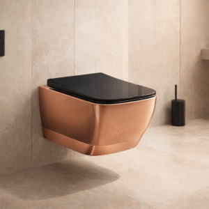 Wall hung toilet by Aquilo in Black Rose Gold  – product photo