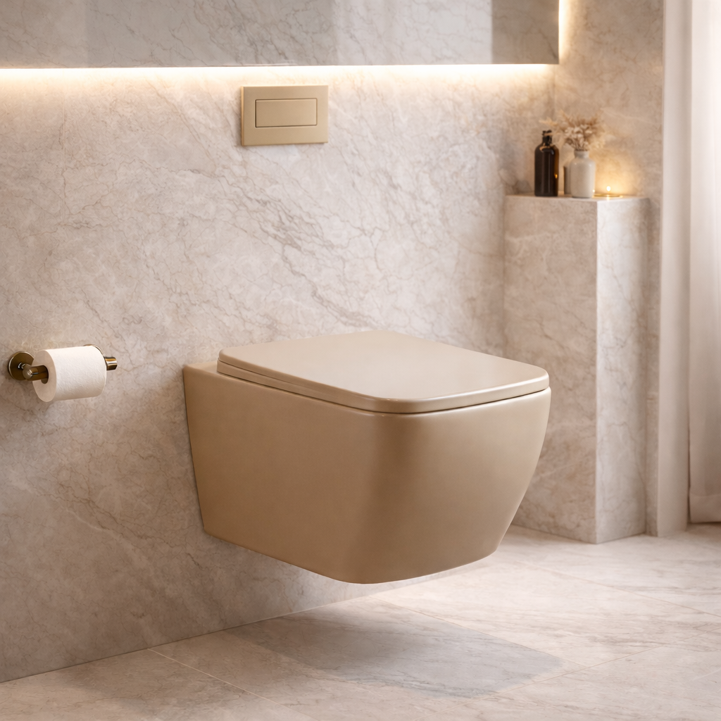 Wall hung toilet by Aquilo in Matt Khaki  – product photo
