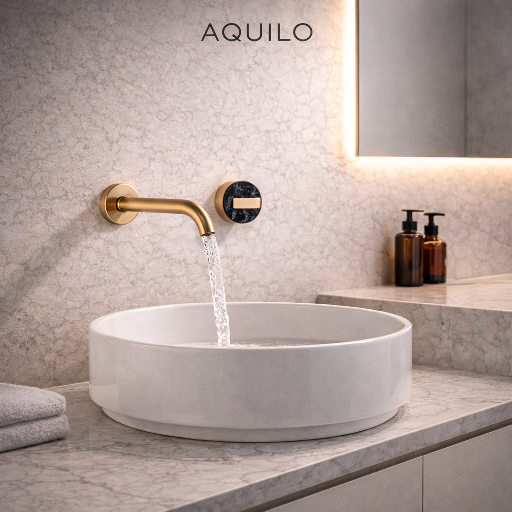 Wash basin tap by Aquilo in Brushed Gold  Brass – product photo