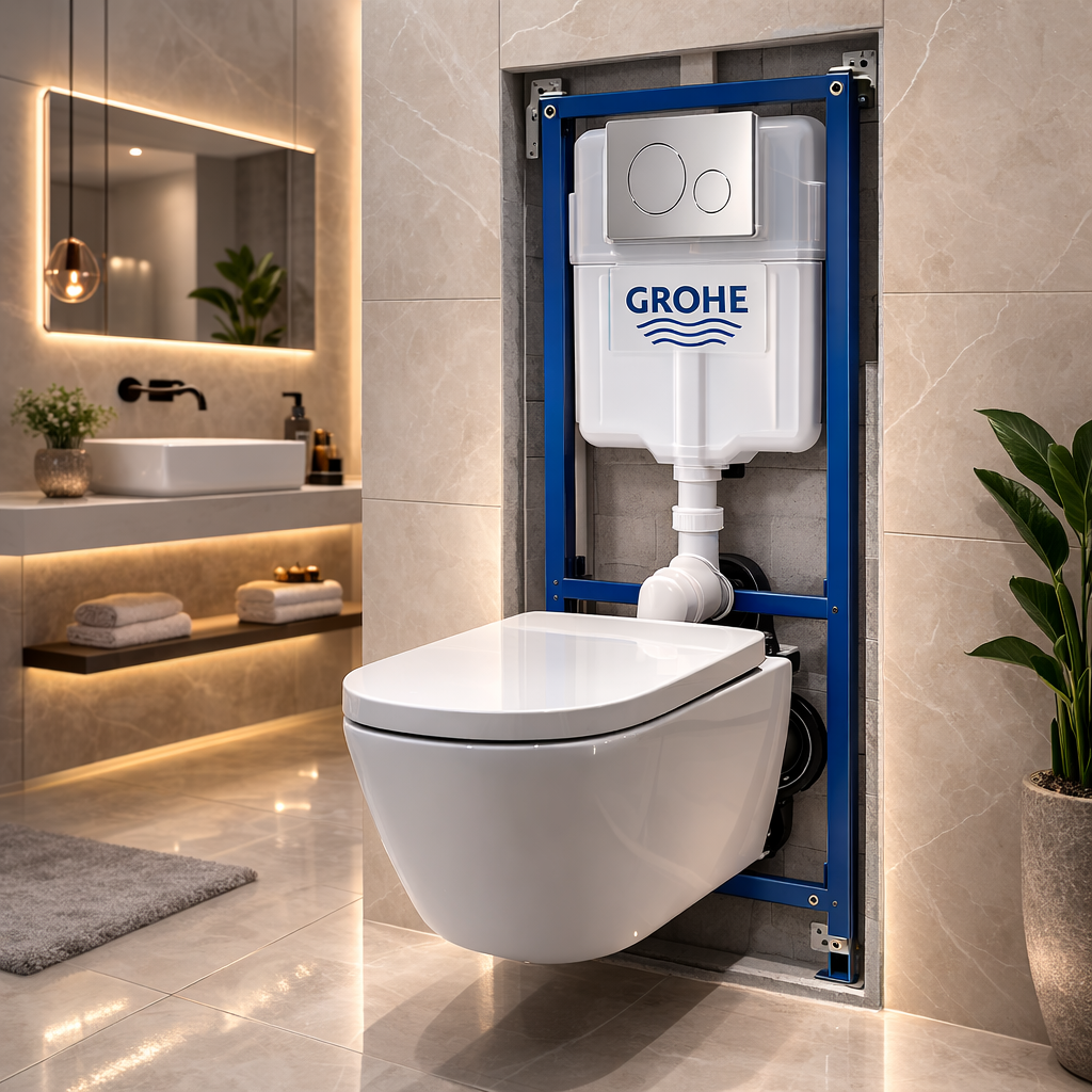 Luxury  bathroom with Concealed tank by GROHE in