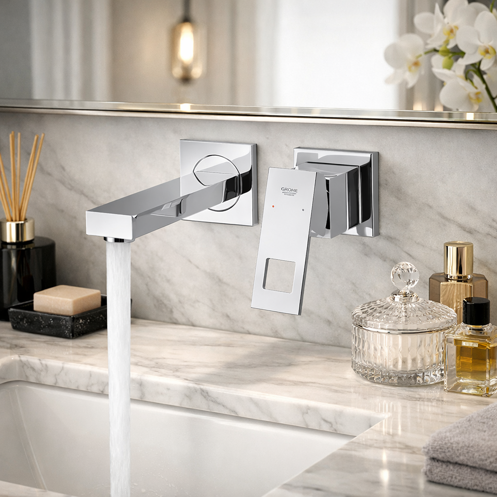 Luxury bathroom with Wash basin tap by GROHE in Chrome Brass
